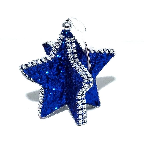 Holiday Time Other - 3D Blue Silver Star Christmas Ornament NWT 5 Point Star Hanging Ornament